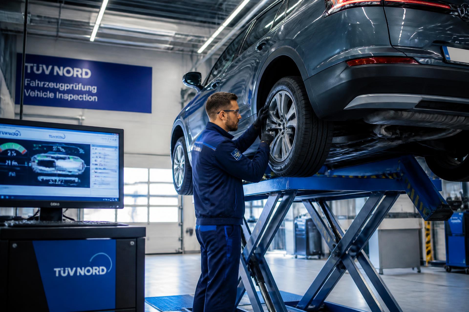 Técnico realizando inspeção veicular